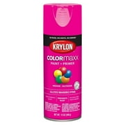 Krylon K05528007 COLORmaxx Paint + Primer, Gloss, Mambo Pink, 12 oz, Spray Paint, Multi-Surface, (1 Piece, 1 Pack)